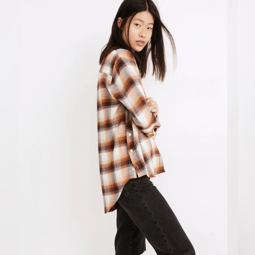 Madewell Flannel Oversized Ex-Boyfriend Button Down Shirt in Bickett Plaid Sz S - Picture 1 of 15